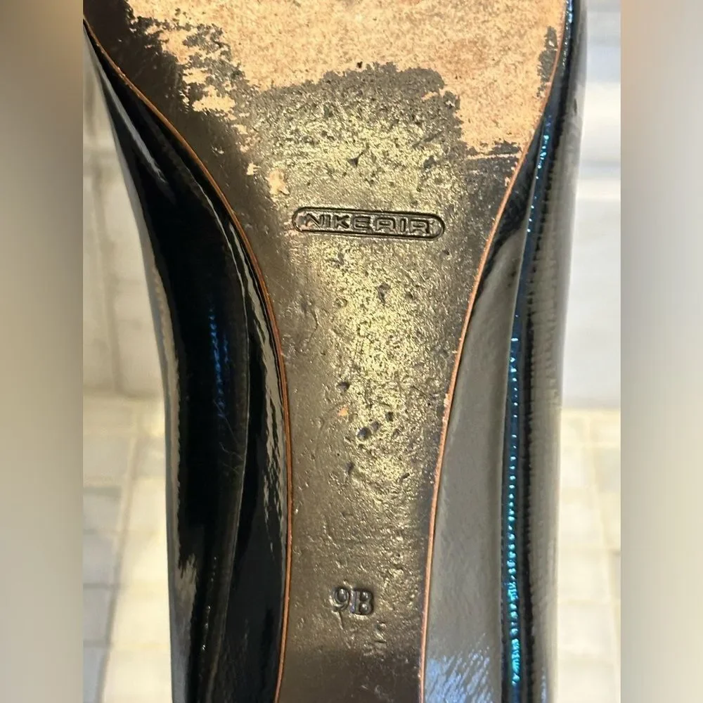 Cole Haan Black Criss Cross Open Toe Low Wedge